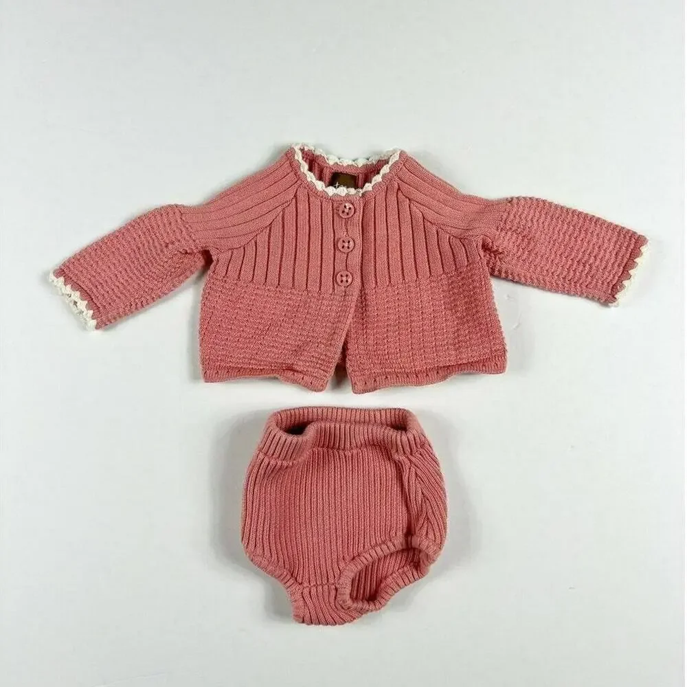 Tea Collection Sussex Crochet Sweater & Bloomer Set Pink 0–3 Months